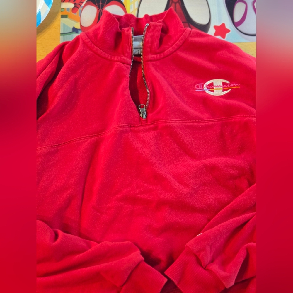 Champion Red  Zip-Up Sweatshirt Size Small